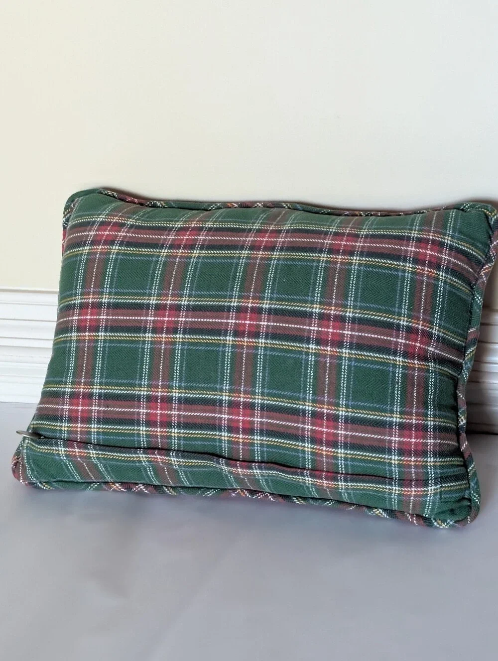 Vintage Pier 1 Beaded, Jingle Bells Tarten Plaid JOY Pillow Christmas Holiday